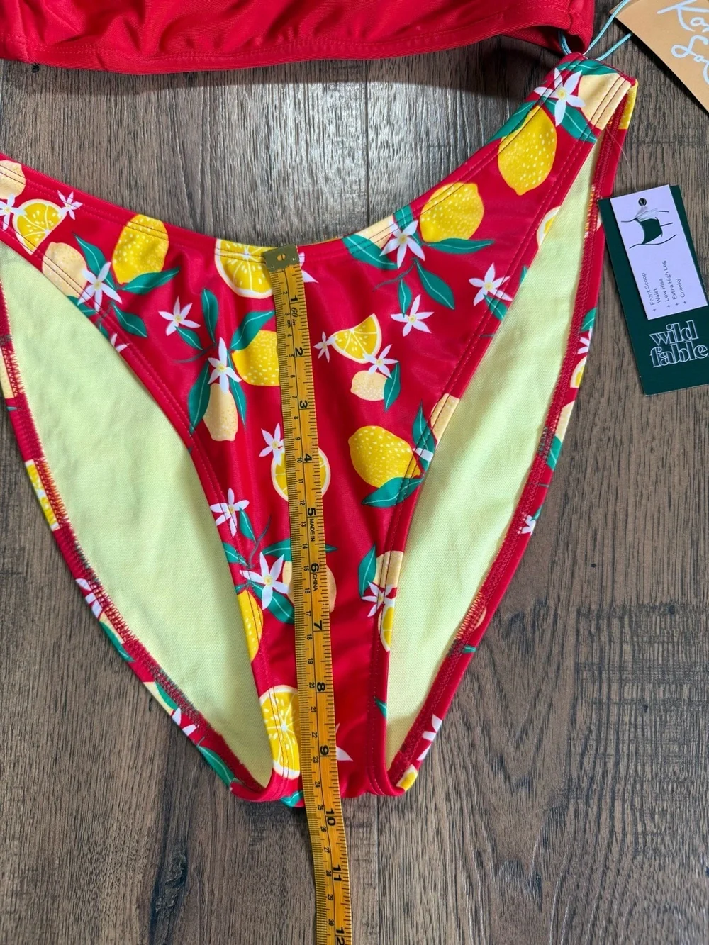NWT! KONA SOL - WIL FABLE fruit print 🍋🍋 One-Shoulder Ruffle Bikini Set M 8-10